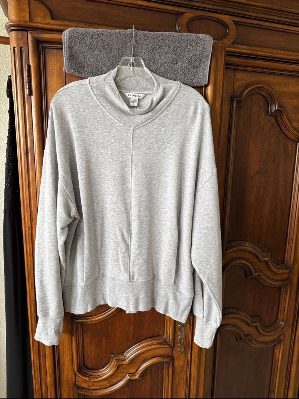 Athleta Apollo Oversized Funnel Neck Sweatshirt Heather Gray Size L